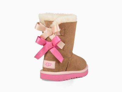 UGG Bailey Bow II Toddlers Boots Chestnut/Azalea/ Brown/Pink - AU 623CR